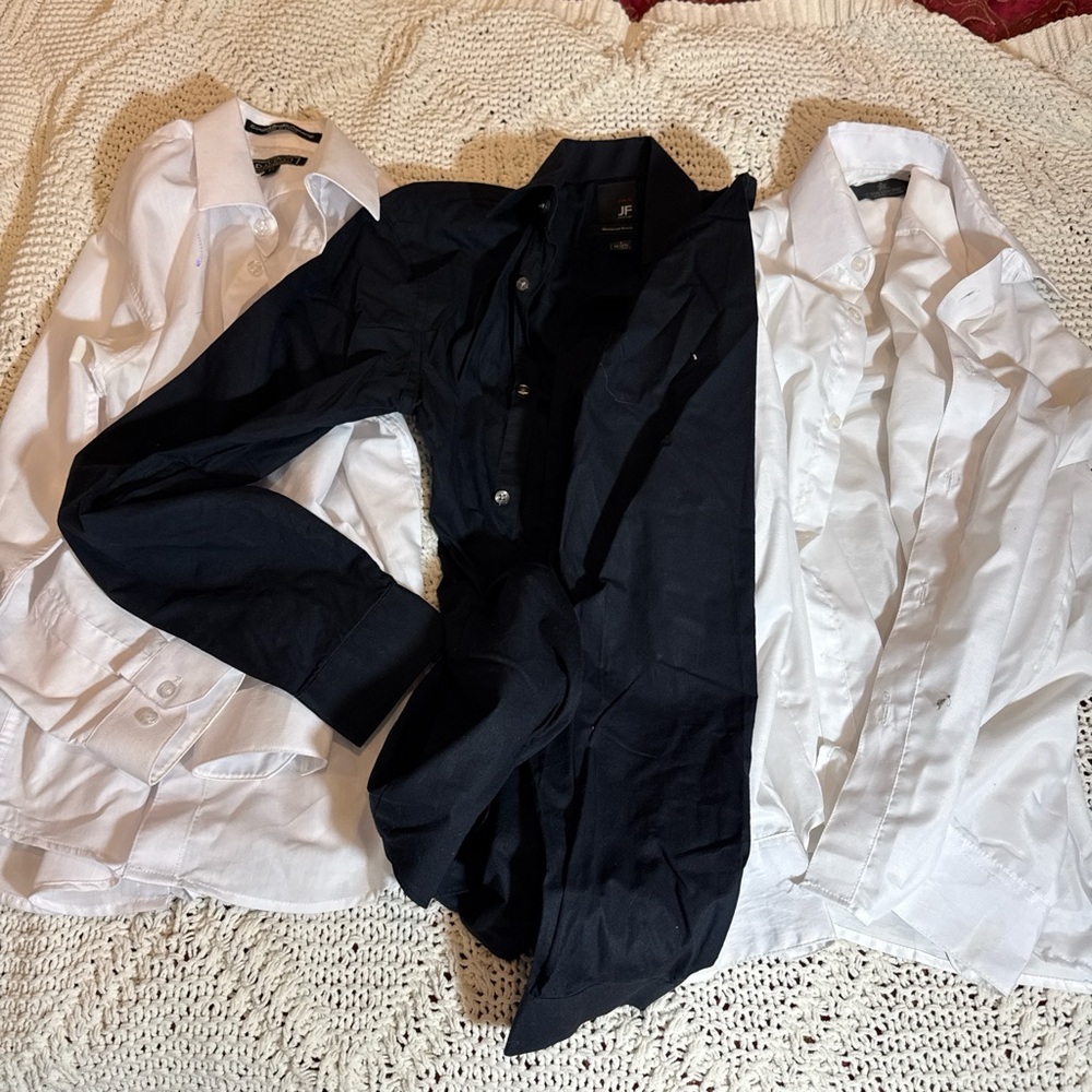 BOYS Black and White Button Down Shirts Classic BUNDLE